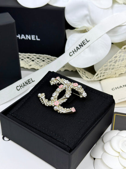 [Renovia Jewelry]26C Pink-White Enamel Ice Cream Cone Double C Brooch