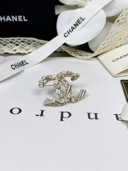 [Renovia Jewelry]26C Pink-White Enamel Ice Cream Cone Double C Brooch