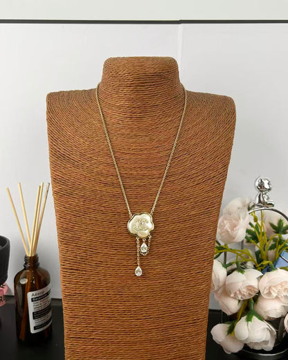 [Renovia Jewelry]Cloud Pearl Mother-of-Pearl Diamond Chain Pendant Necklace