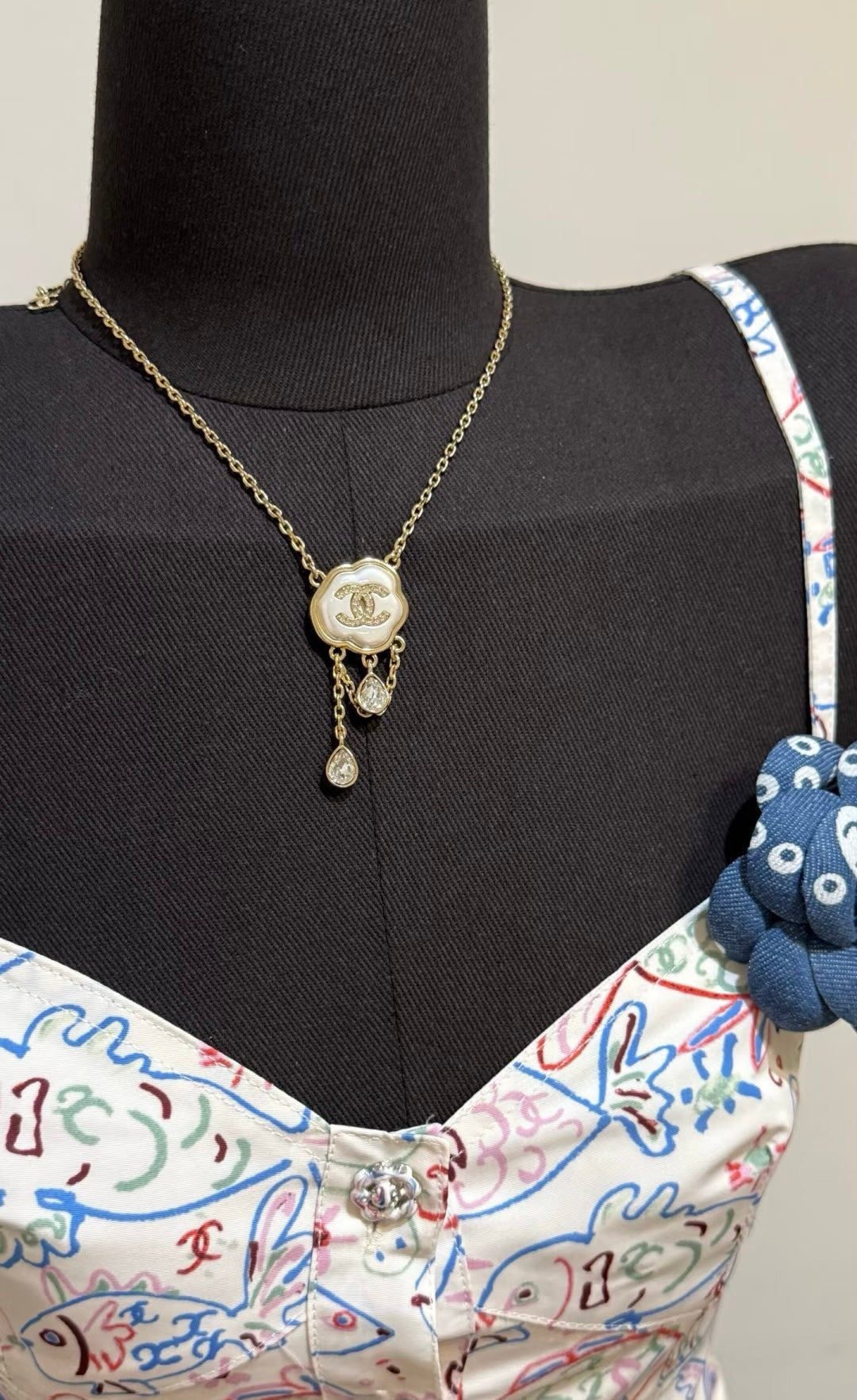 [Renovia Jewelry]Cloud Pearl Mother-of-Pearl Diamond Chain Pendant Necklace