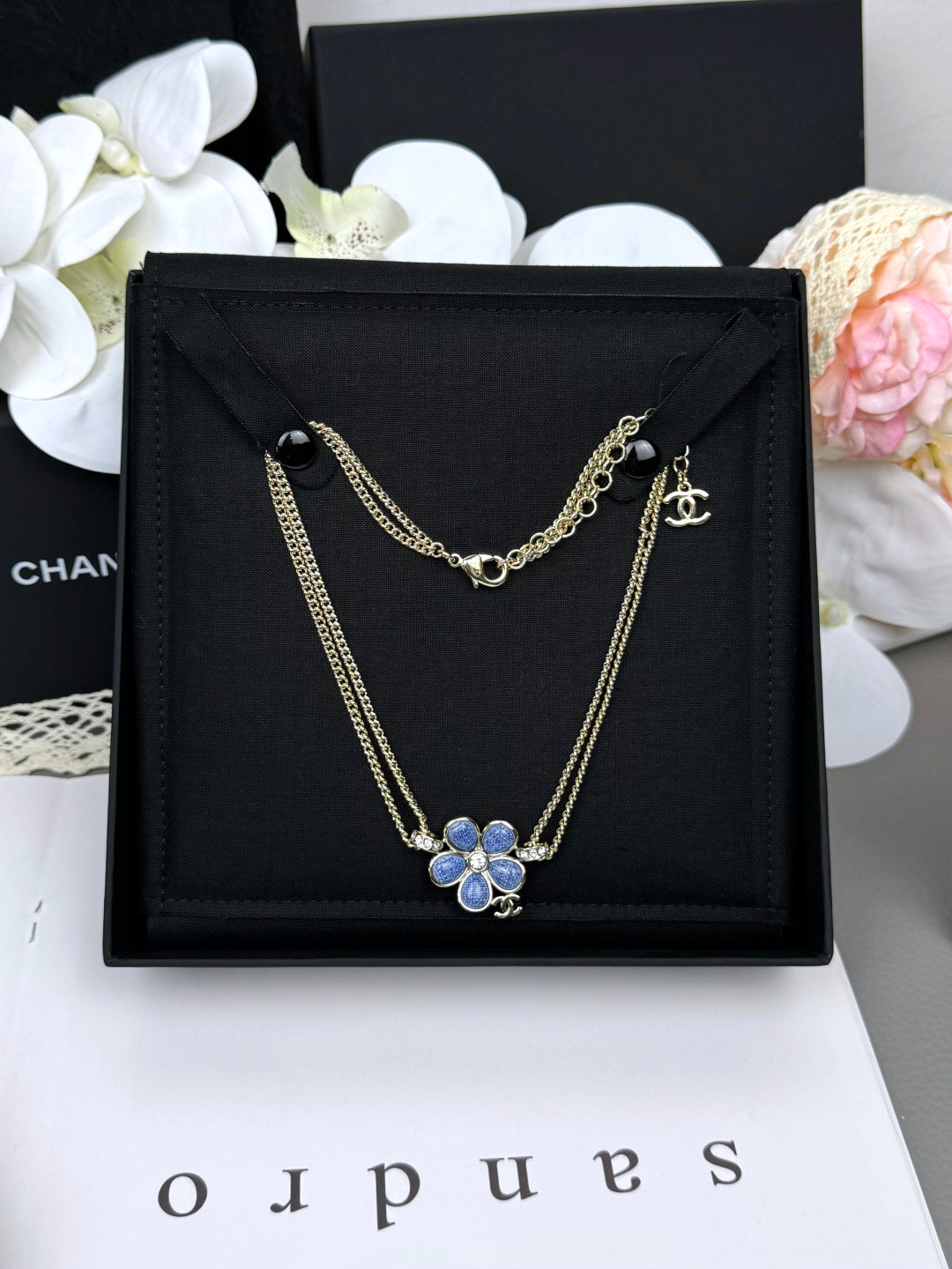 [Renovia Jewelry]New Blue Floral Double-Layer Necklace