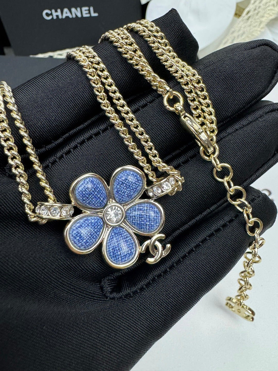 [Renovia Jewelry]New Blue Floral Double-Layer Necklace