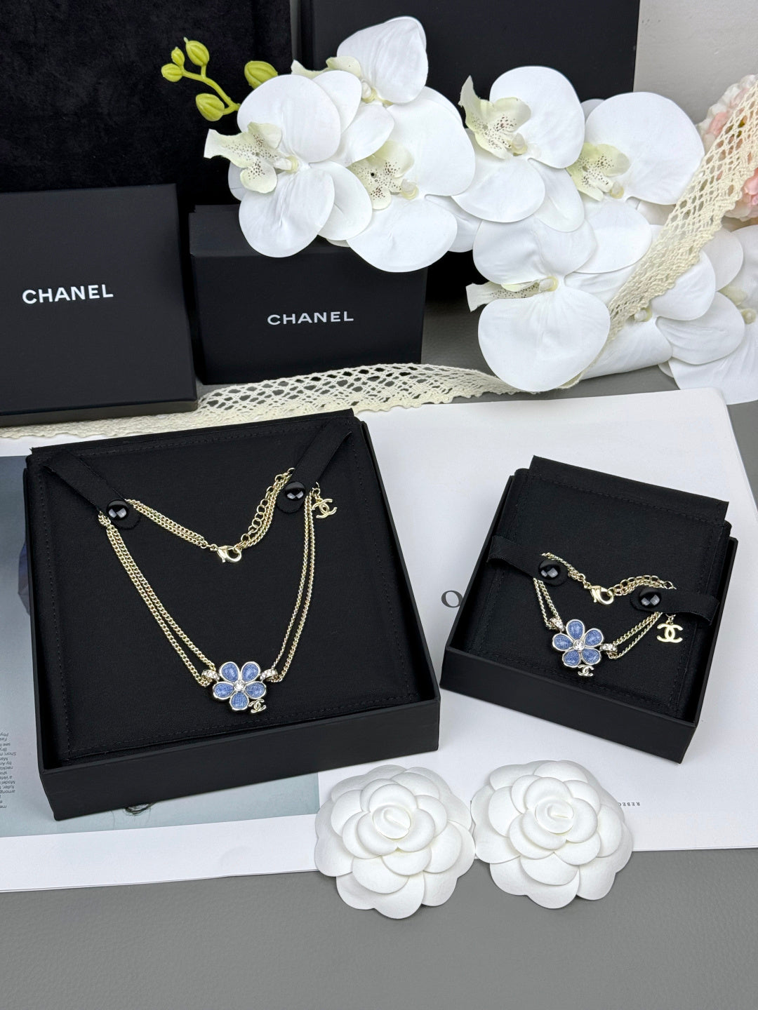 [Renovia Jewelry]VOLTE New Blue Floral Double-Layer Bracelet