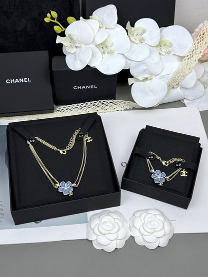 [Renovia Jewelry]VOLTE New Blue Floral Double-Layer Bracelet
