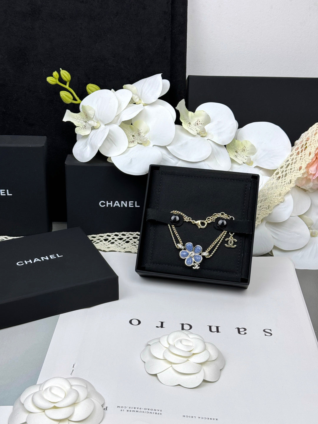 [Renovia Jewelry]VOLTE New Blue Floral Double-Layer Bracelet