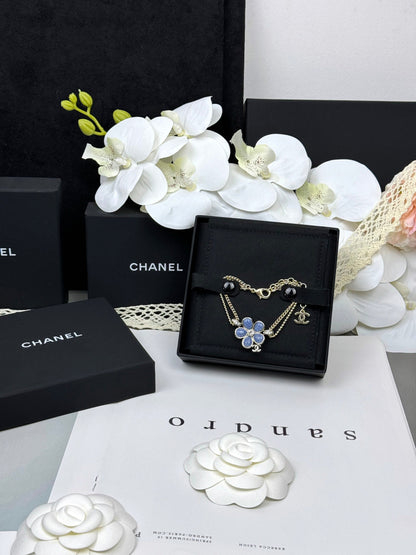 [Renovia Jewelry]VOLTE New Blue Floral Double-Layer Bracelet