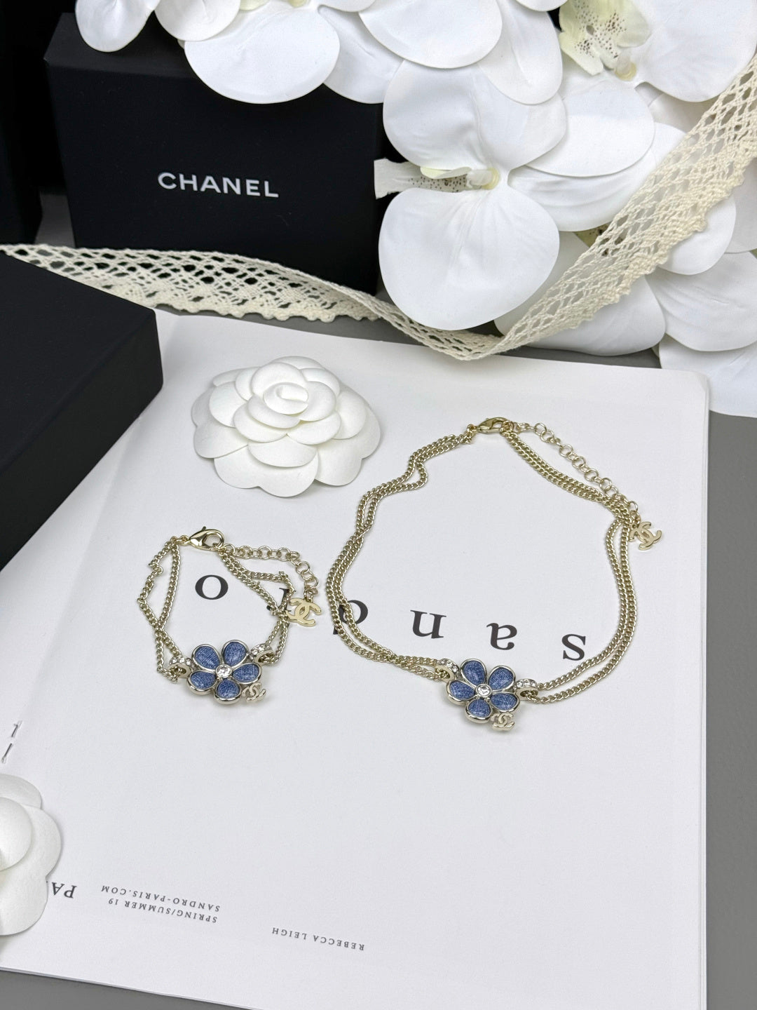 [Renovia Jewelry]VOLTE New Blue Floral Double-Layer Bracelet