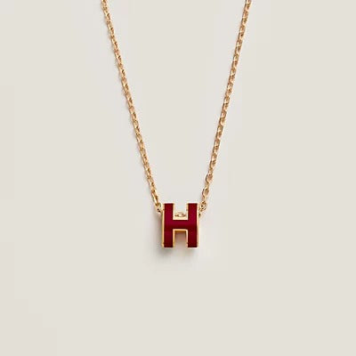 [Renovia Jewelry]HM CLIC RED ENAMEL GOLD NECKLACE