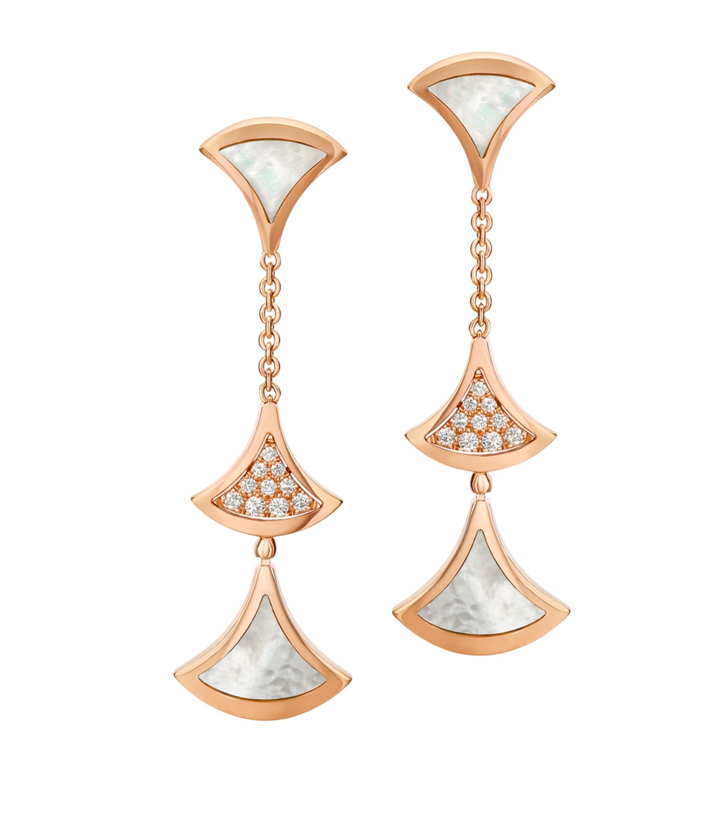 [Renovia Jewelry]DREAM EARRINGS 3 MOTIFS DIAMOND MOP PINK GOLD