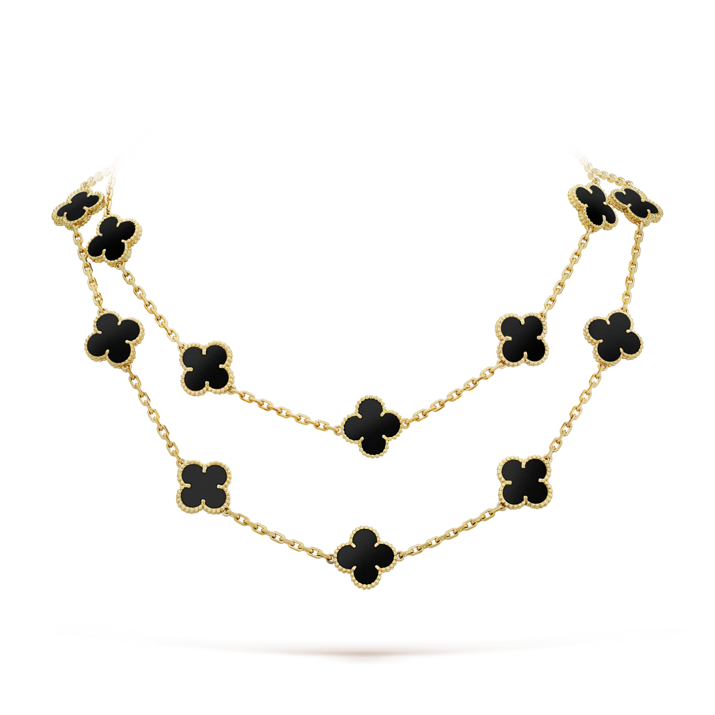[Renovia Jewelry]CLOVER 20 MOTIFS ONYX NECKLACE
