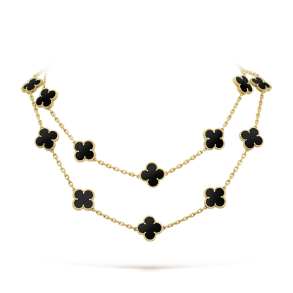 [Renovia Jewelry]CLOVER 20 MOTIFS ONYX NECKLACE