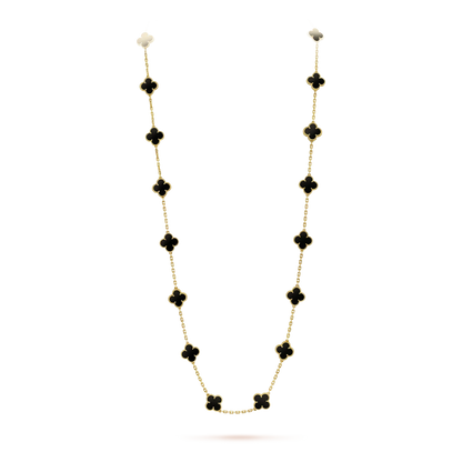 [Renovia Jewelry]CLOVER 20 MOTIFS ONYX NECKLACE