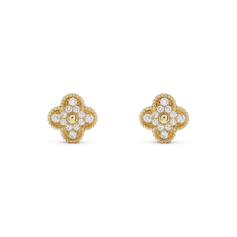 [Renovia Jewelry]CLOVER MEDIUM 1 MOTIFS FUll DIAMOND EARRINGS