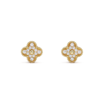 [Renovia Jewelry]CLOVER MEDIUM 1 MOTIFS FUll DIAMOND EARRINGS