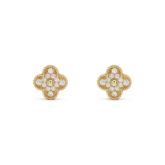 [Renovia Jewelry]CLOVER MEDIUM 1 MOTIFS FUll DIAMOND EARRINGS