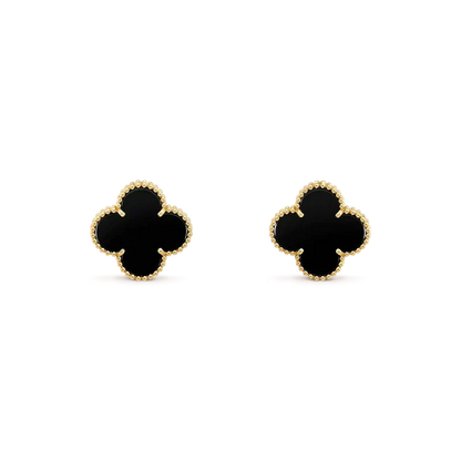 [Renovia Jewelry]CLOVER MEDIUM 1 MOTIFS  ONYX STUD EARRINGS