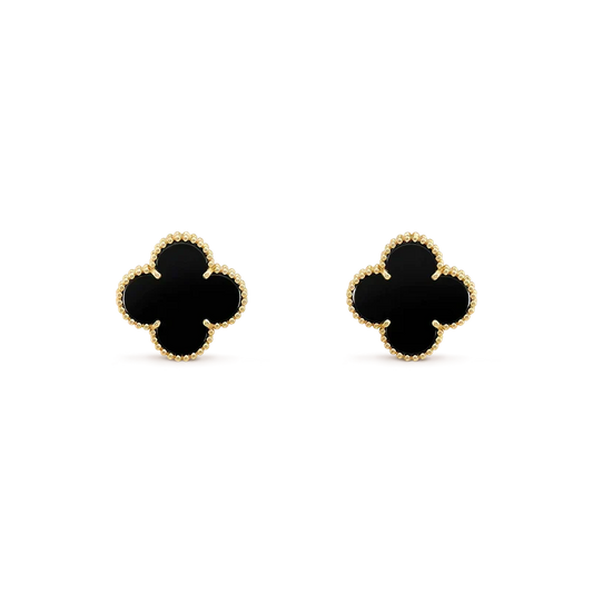[Renovia Jewelry]CLOVER MEDIUM 1 MOTIFS  ONYX STUD EARRINGS