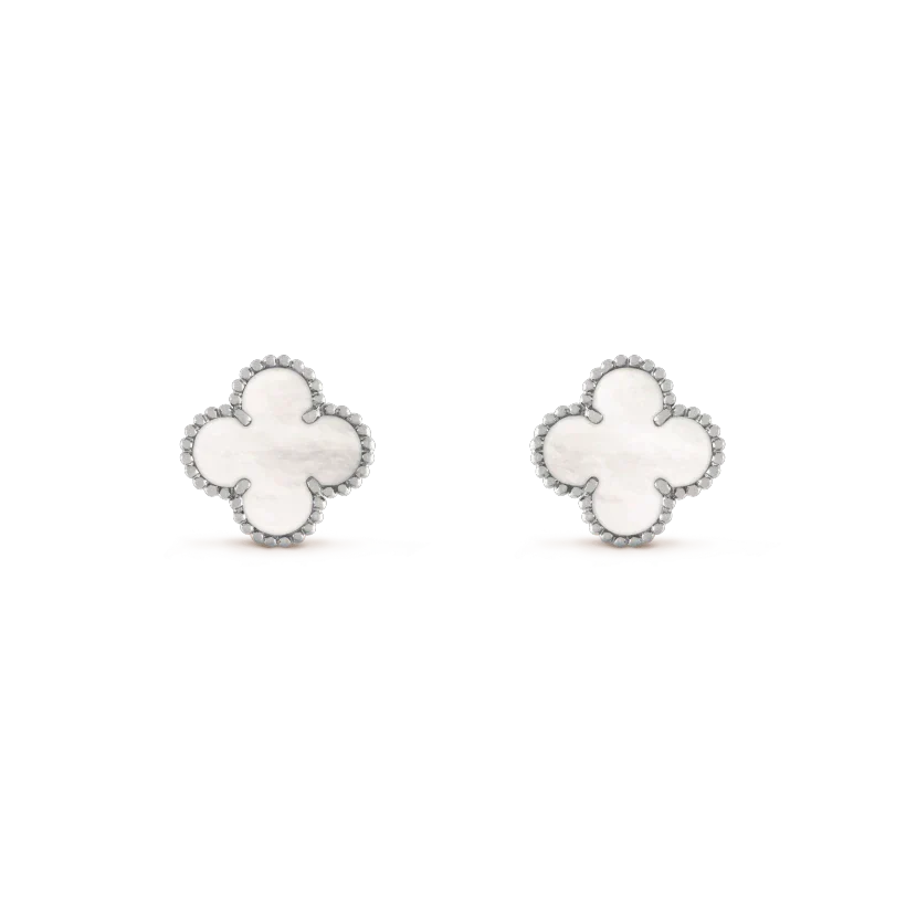 [Renovia Jewelry]CLOVER MEDIUM 1 MOTIFS  WHITE MOP EARRINGS SILVER