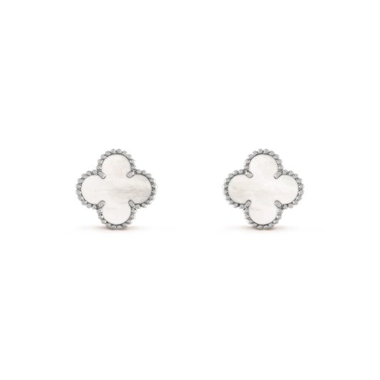 [Renovia Jewelry]CLOVER MEDIUM 1 MOTIFS  WHITE MOP EARRINGS SILVER