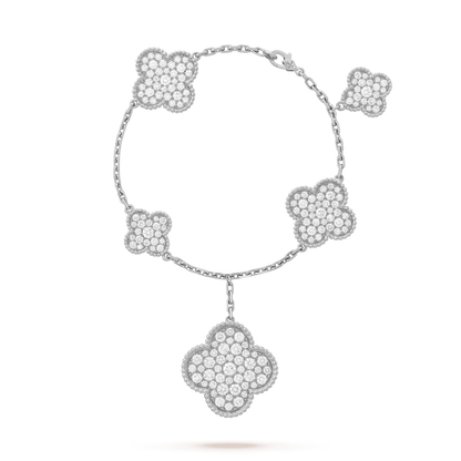 [Renovia Jewelry]CLOVER 6 MOTIFS SILVER DIAMOND BRACELET