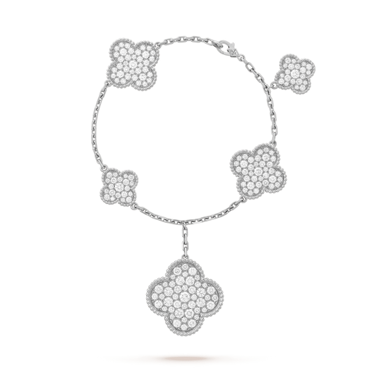 [Renovia Jewelry]CLOVER 6 MOTIFS SILVER DIAMOND BRACELET