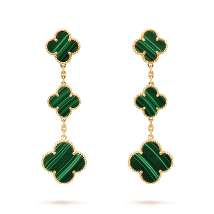 [Renovia Jewelry]CLOVER MALACHITE 3 MOTIFS GOLD