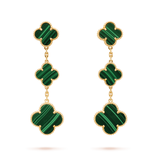 [Renovia Jewelry]CLOVER MALACHITE 3 MOTIFS GOLD
