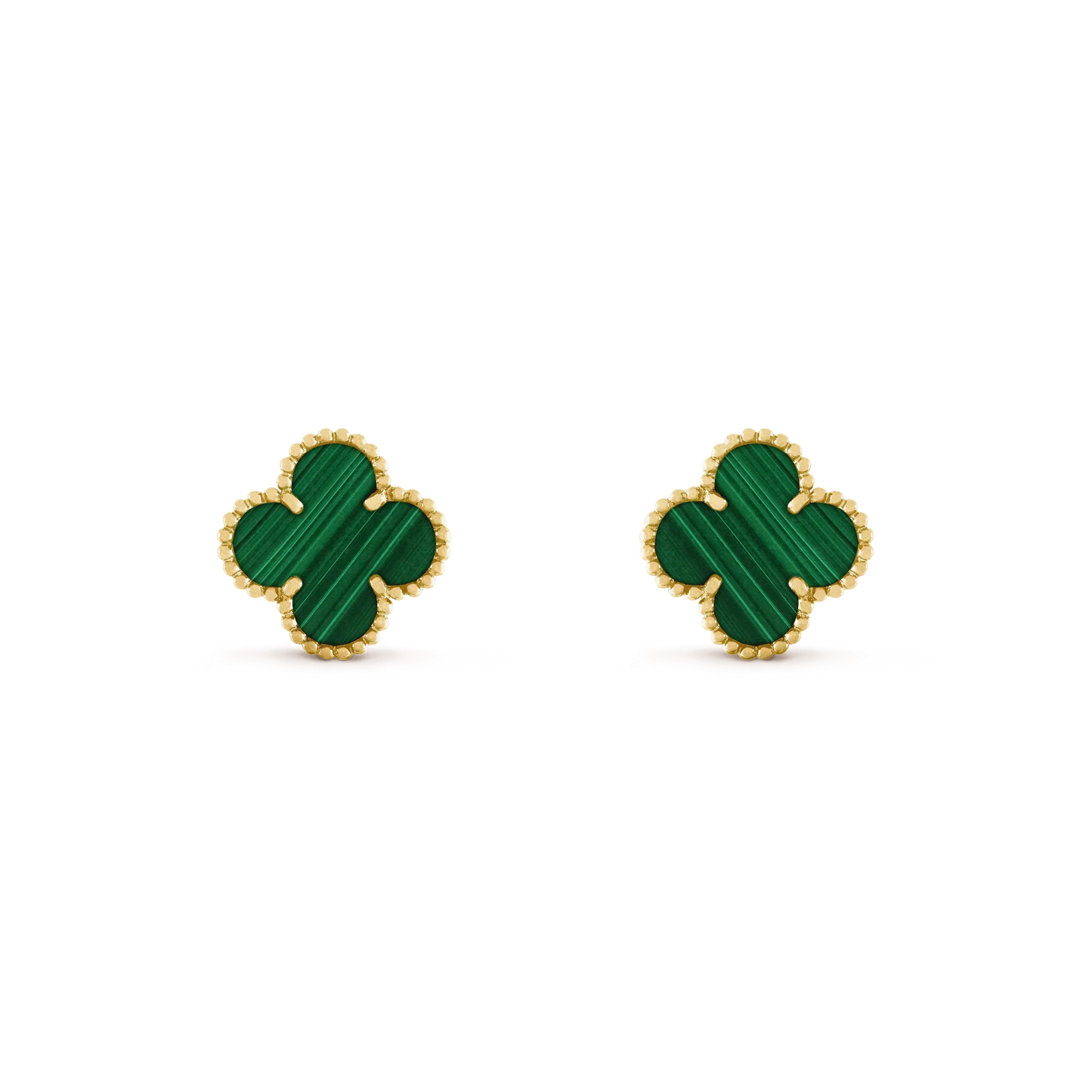 [Renovia Jewelry]CLOVER MEDIUM 1 MOTIFS MALACHITE  EARRINGS