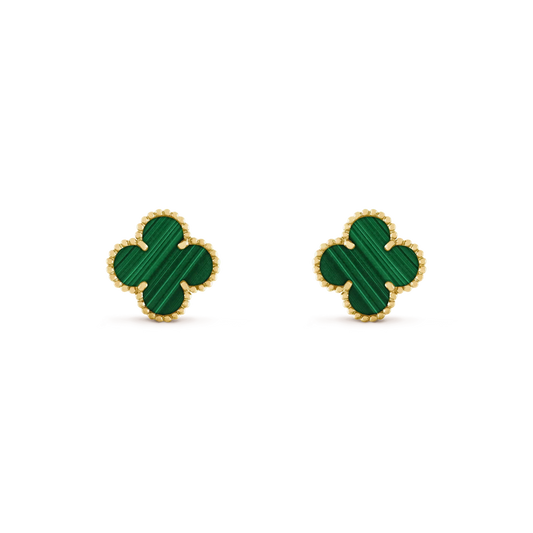 [Renovia Jewelry]CLOVER MEDIUM 1 MOTIFS MALACHITE  EARRINGS