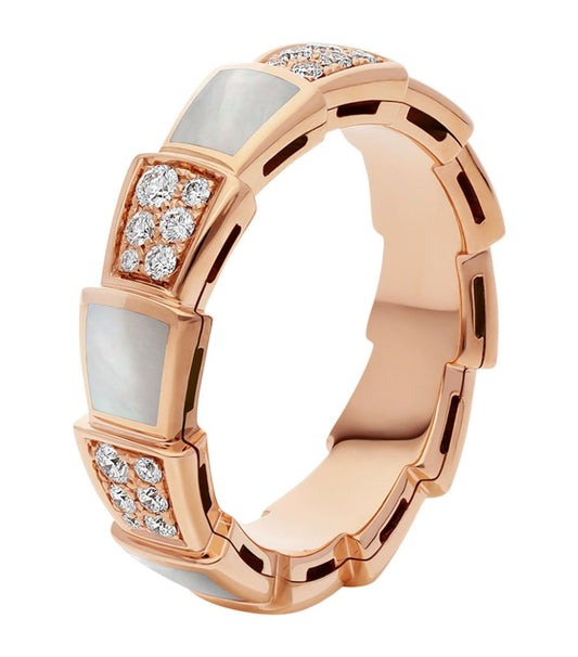 [Renovia Jewelry]SERPENTI RING PINK GOLD MOP DIAMOND PAVED 4MM