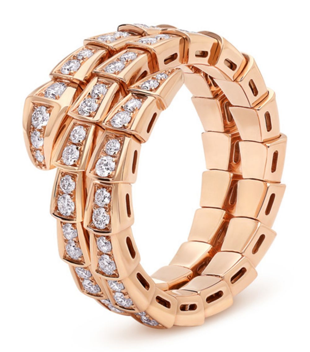 [Renovia Jewelry]SERPENTI RING PINK GOLD DIAMOND DOUBLE ROW