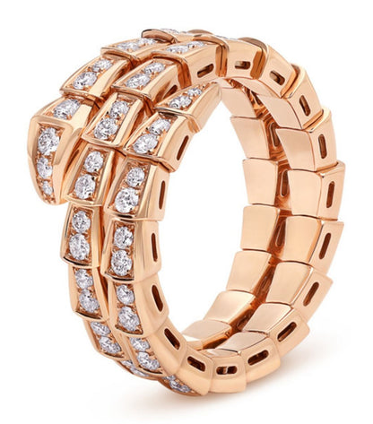 [Renovia Jewelry]SERPENTI RING PINK GOLD DIAMOND DOUBLE ROW