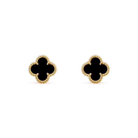 [Renovia Jewelry]CLOVER MINI 9.5MM BLACK MOP EARRINGS