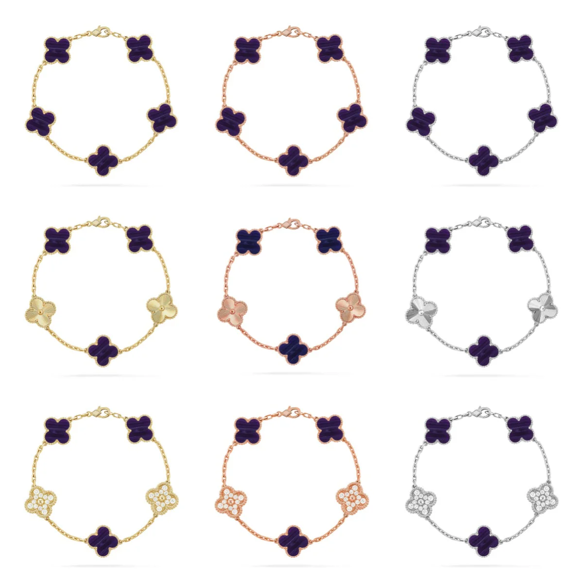 [Renovia Jewelry]CLOVER 5 MOTIF PURPLE STRIPES BRACELET COLLECTION