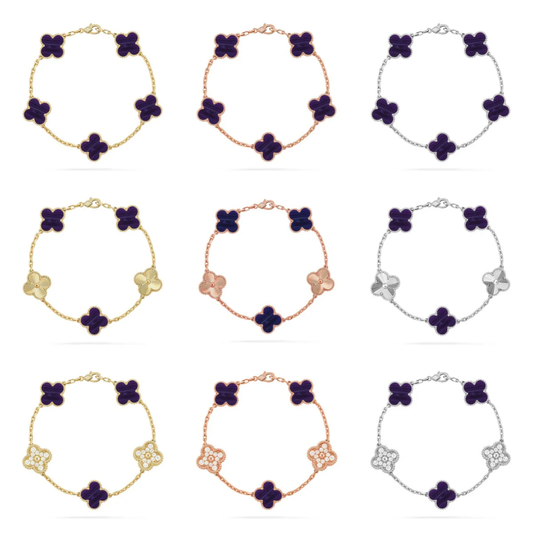 [Renovia Jewelry]CLOVER 5 MOTIF PURPLE STRIPES BRACELET COLLECTION