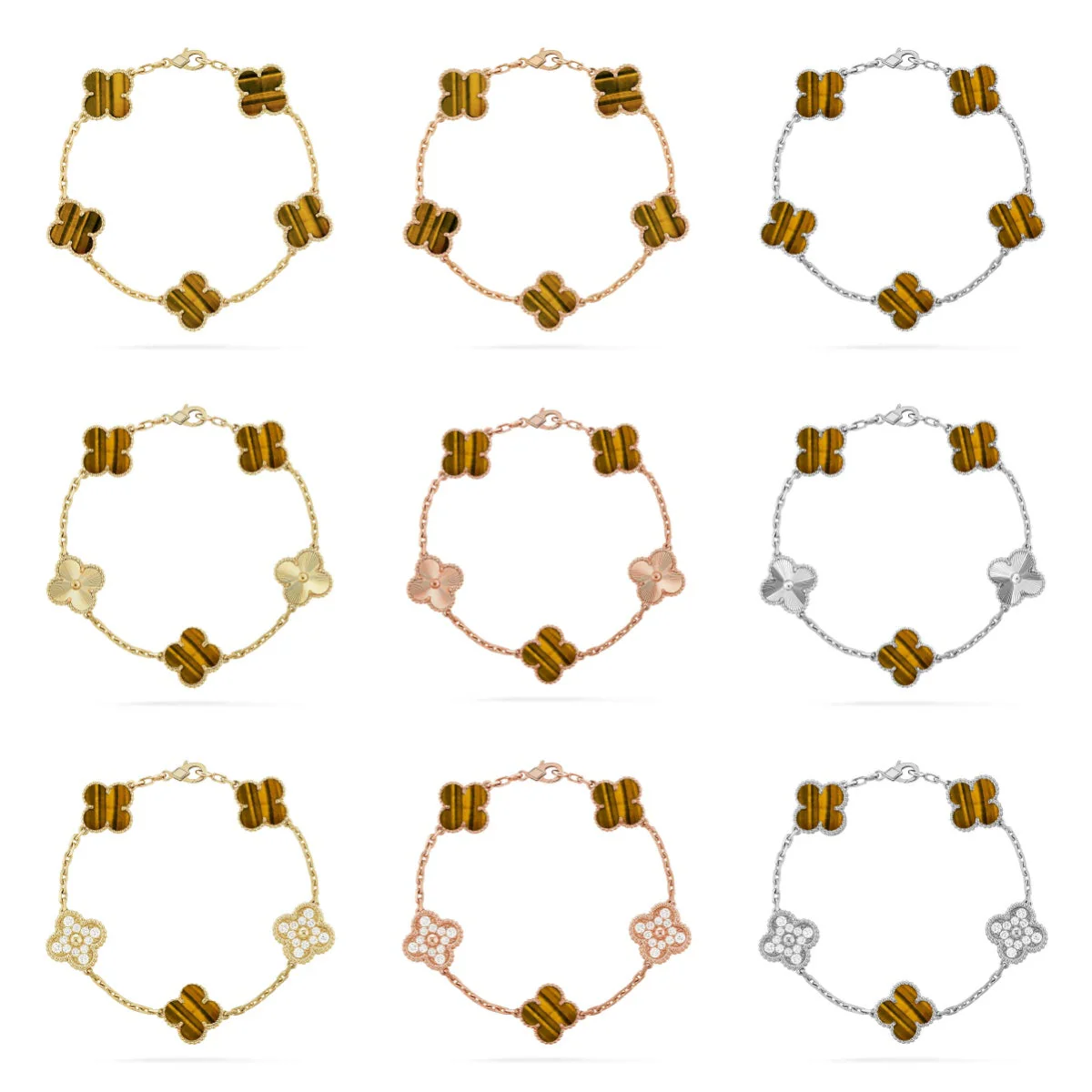 [Renovia Jewelry] CLOVER 5 MOTIFS TIGER EYE BRACELET COLLECTION