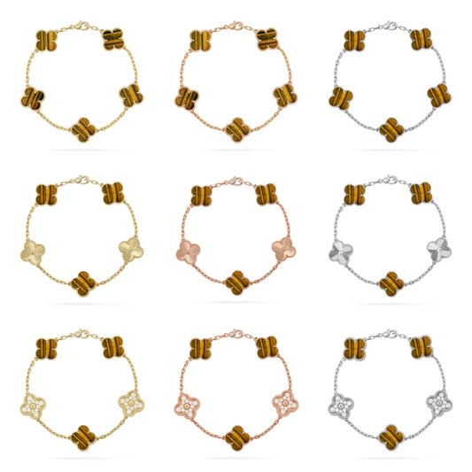 [Renovia Jewelry] CLOVER 5 MOTIFS TIGER EYE BRACELET COLLECTION