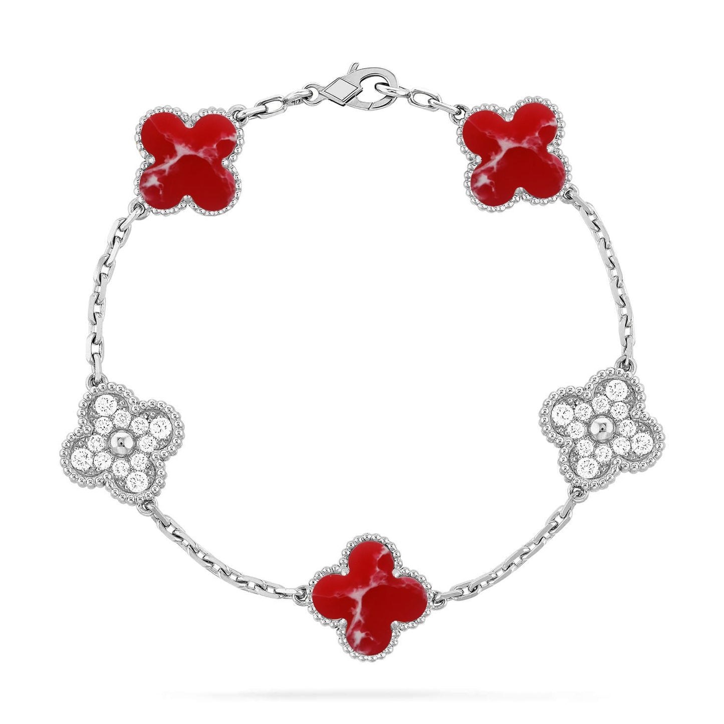 [Renovia Jewelry]CLOVER 5 MOTIF RED PATTERN BRACELET COLLECTION