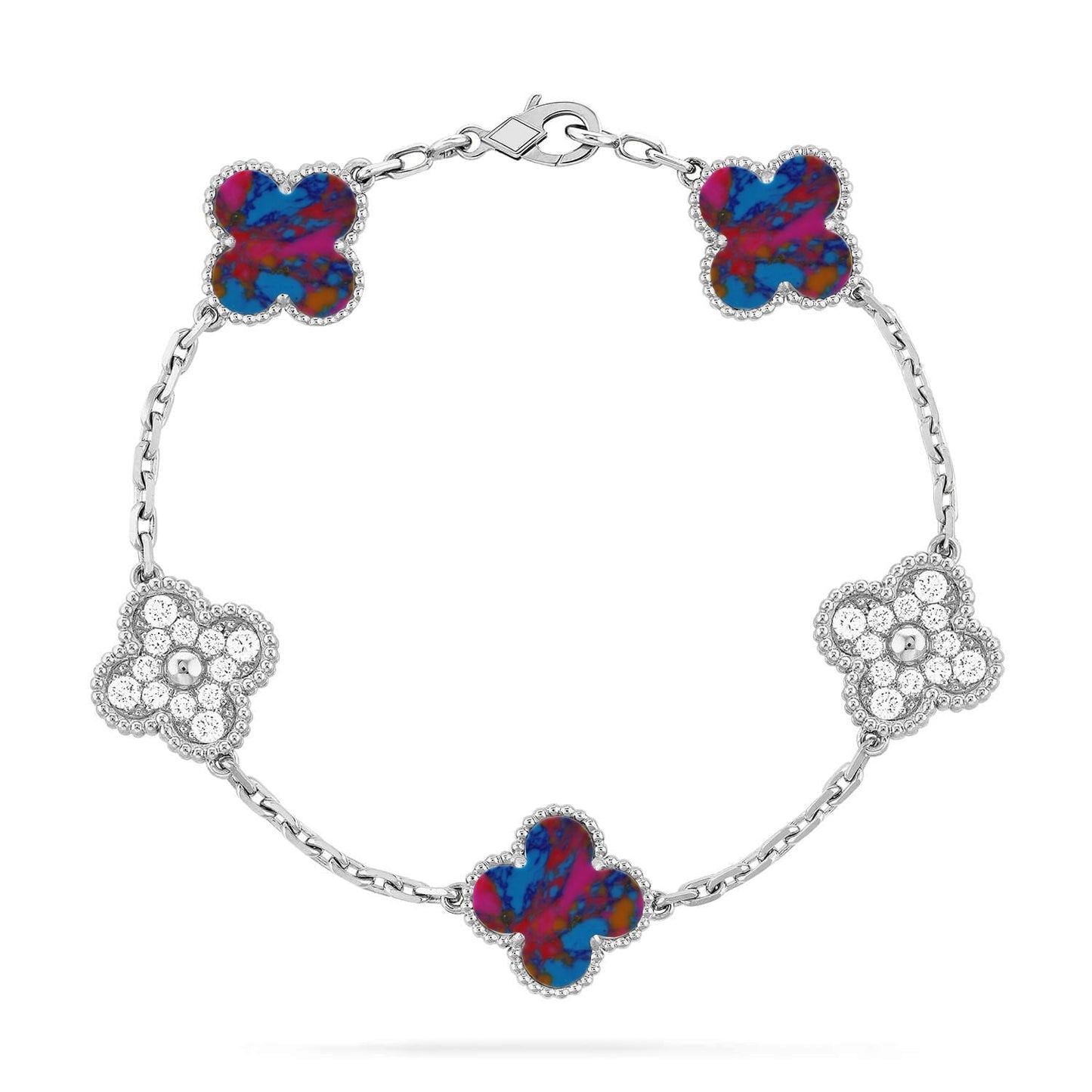 [Renovia Jewelry]CLOVER 5 MOTIF COLOR GEMSTONES BRACELET COLLECTION