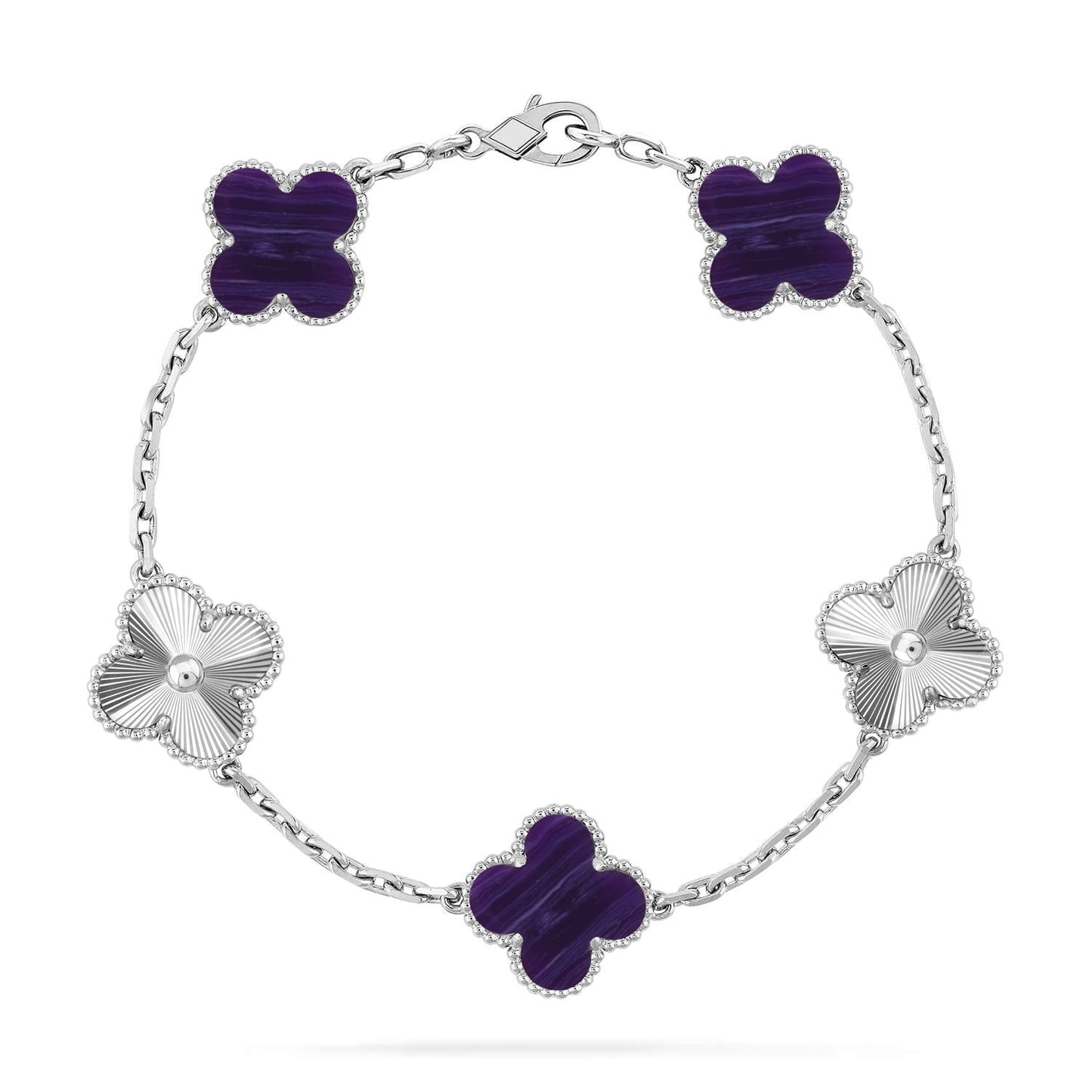 [Renovia Jewelry]CLOVER 5 MOTIF PURPLE STRIPES BRACELET COLLECTION