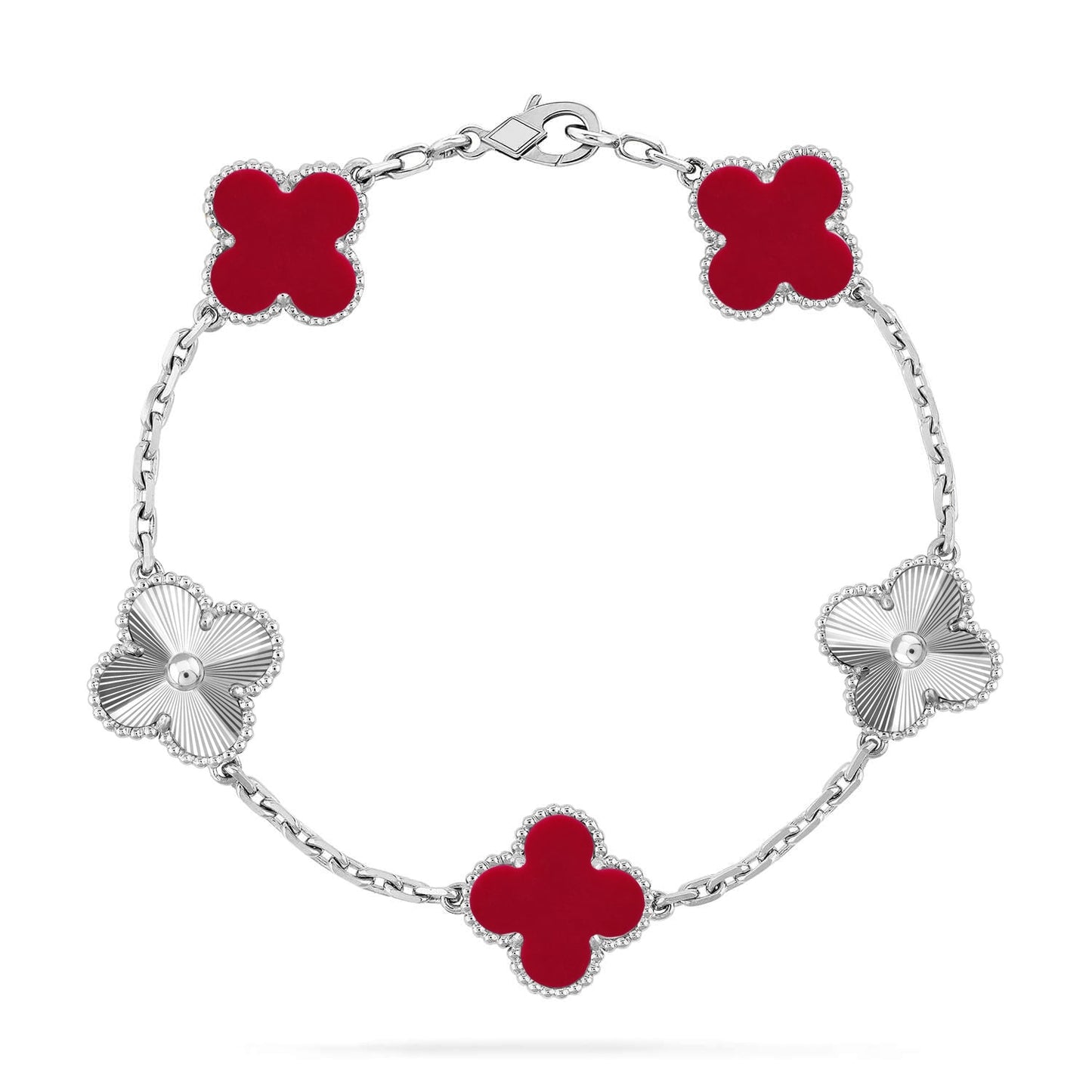 [Renovia Jewelry] CLOVER 5 MOTIF RED CORNELIAN BRACELET COLLECTION