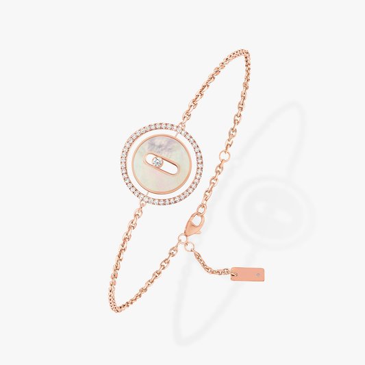 [Renovia Jewelry]LUCKY MOVE WHITE MOTHER OF PEARL PINK GOLD DIAMOND BRACELET