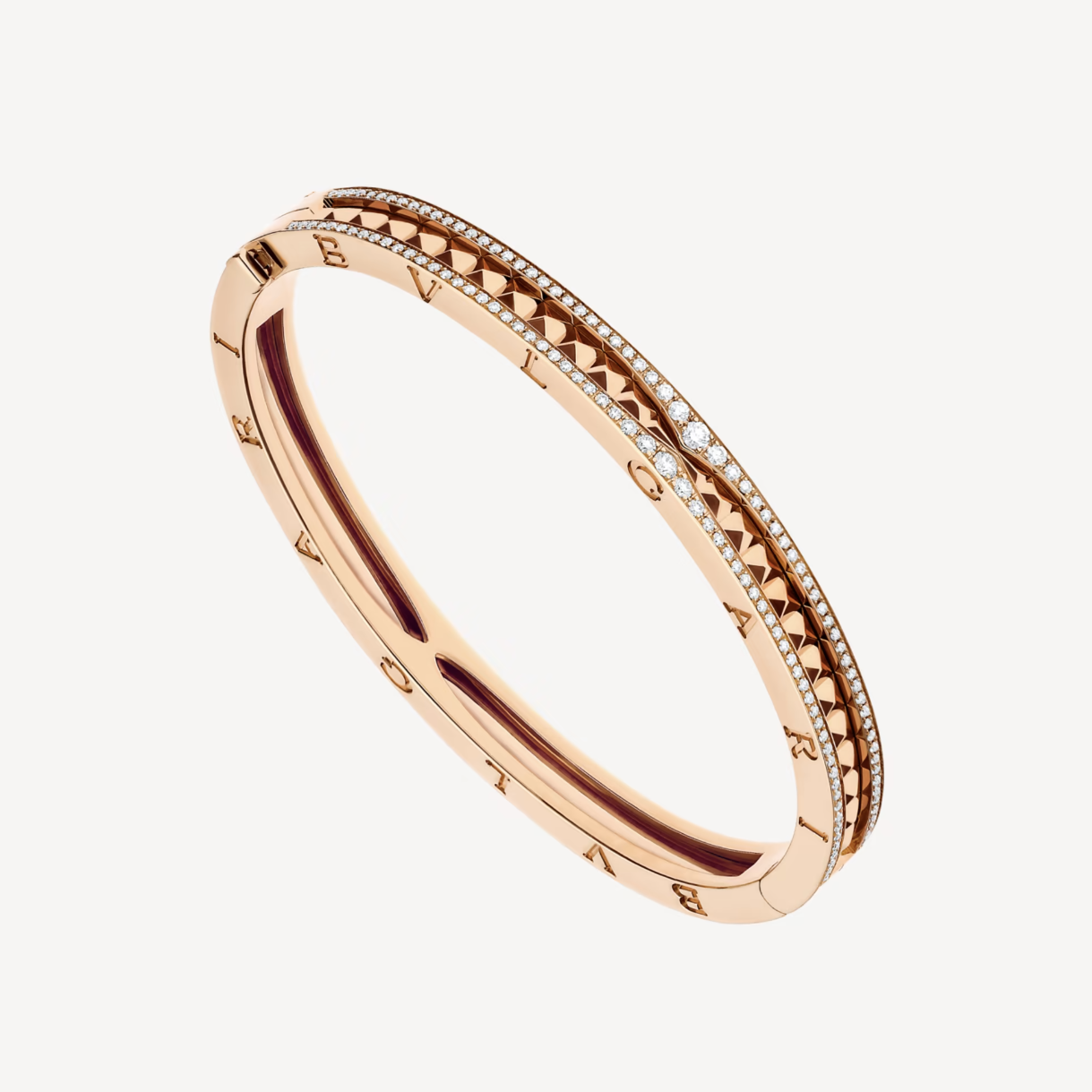 [Renovia Jewelry]ZERO 1 SPIRAL AND PAVED DIAMOND PINK GOLD BRACELET