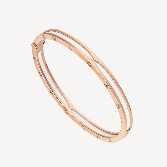 [Renovia Jewelry]ZERO 1 PINK GOLD WITH WHITE CERAMIC BRACELET