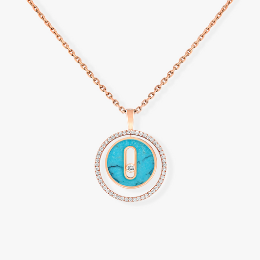 [Renovia Jewelry]LUCKY MOVE 1 DIAMOND TURQUOISE PINK GOLD DIAMOND NECKLACE