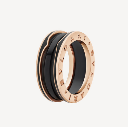 [Renovia Jewelry]ZERO 1 TWO-BAND WITH MATTE BLACK CERAMIC PINK GOLD RING
