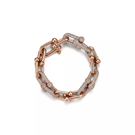 [Renovia Jewelry]HARDWEAR LARGE LINK PINK GOLD PAVED DIAMOND BRACELET