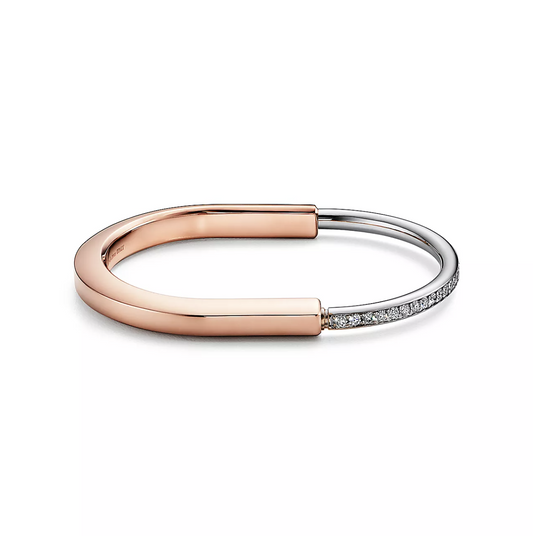 [Renovia Jewelry]LOCK BRACELET ROSE AND WHITE GOLD DIAMOND