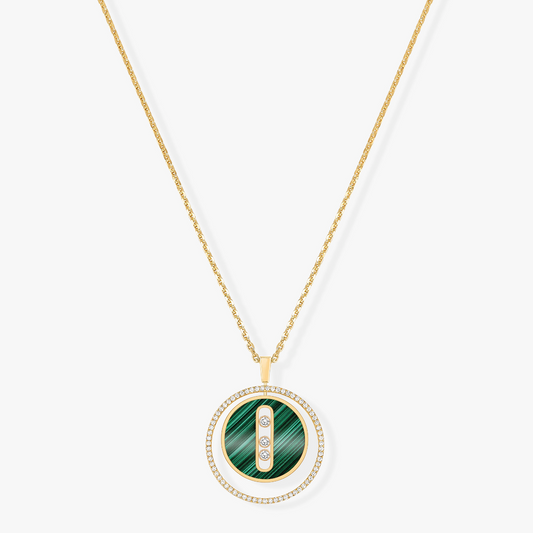 [Renovia Jewelry]LUCKY MOVE 3 DIAMOND MALACHITE GOLD DIAMOND NECKLACE