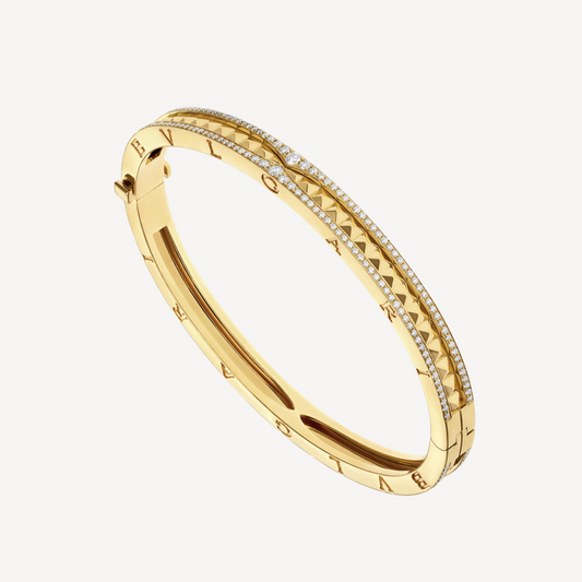 [Renovia Jewelry]ZERO 1 SPIRAL AND PAVED DIAMOND GOLD BRACELET